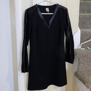 Black Leather long sleeve dress